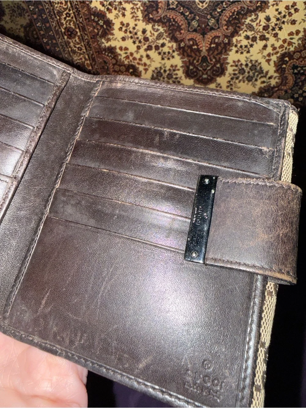 Gucci Beige and Brown GG Canvas Bifold Wallet